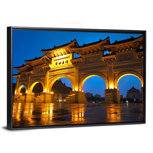 Taipei Chiang Kai Shek Memorial Hall Canvas Wall Art-3 Horizontal-Gallery Wrap-25" x 16"-Tiaracle