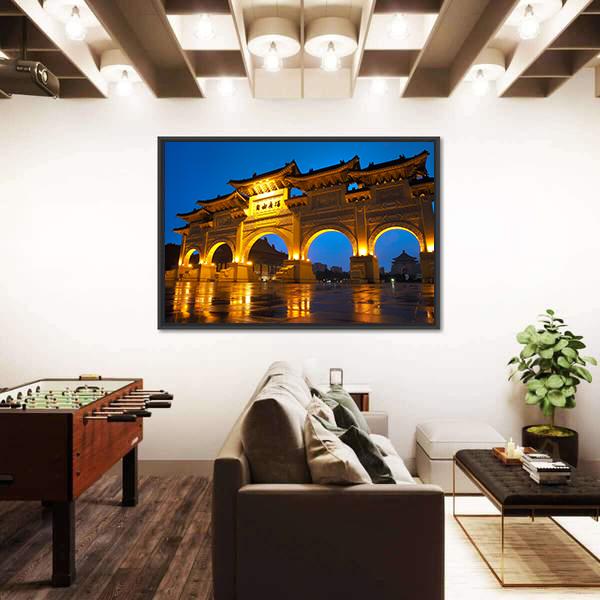Taipei Chiang Kai Shek Memorial Hall Canvas Wall Art-3 Horizontal-Gallery Wrap-25" x 16"-Tiaracle