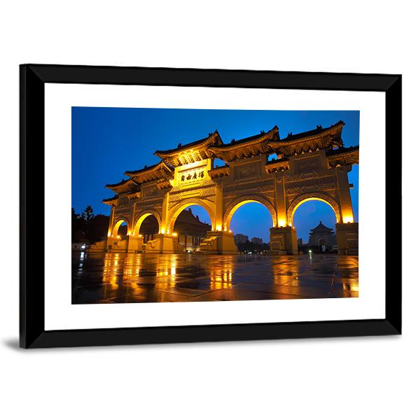 Taipei Chiang Kai Shek Memorial Hall Canvas Wall Art-3 Horizontal-Gallery Wrap-25" x 16"-Tiaracle