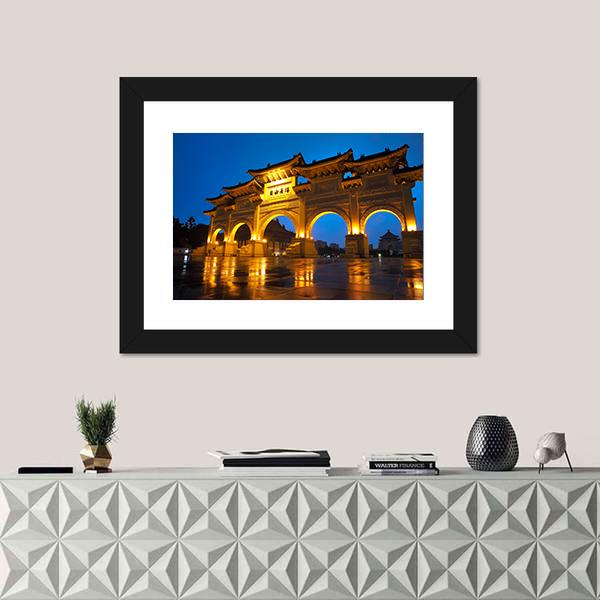 Taipei Chiang Kai Shek Memorial Hall Canvas Wall Art-3 Horizontal-Gallery Wrap-25" x 16"-Tiaracle