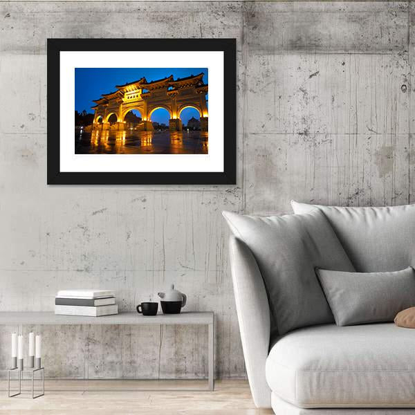 Taipei Chiang Kai Shek Memorial Hall Canvas Wall Art-3 Horizontal-Gallery Wrap-25" x 16"-Tiaracle