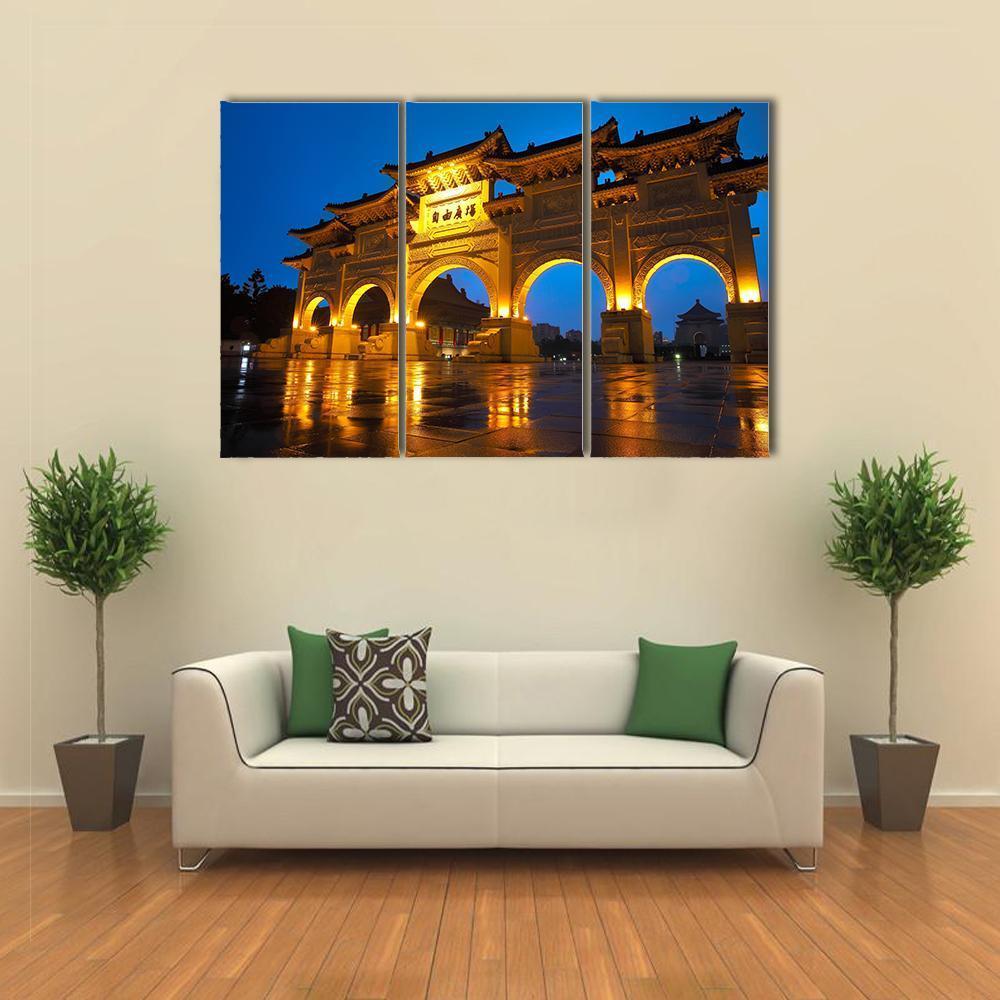 Taipei Chiang Kai Shek Memorial Hall Canvas Wall Art-3 Horizontal-Gallery Wrap-37" x 24"-Tiaracle