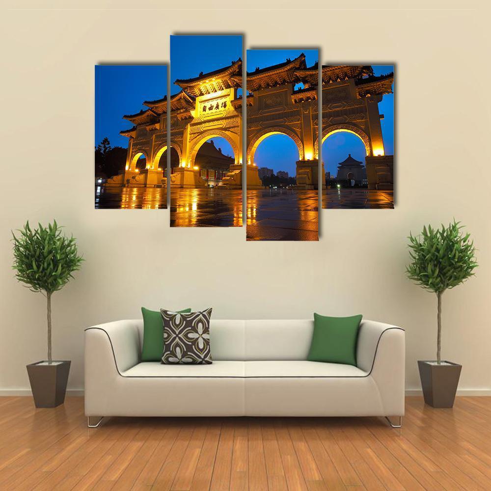 Taipei Chiang Kai Shek Memorial Hall Canvas Wall Art-4 Pop-Gallery Wrap-50" x 32"-Tiaracle