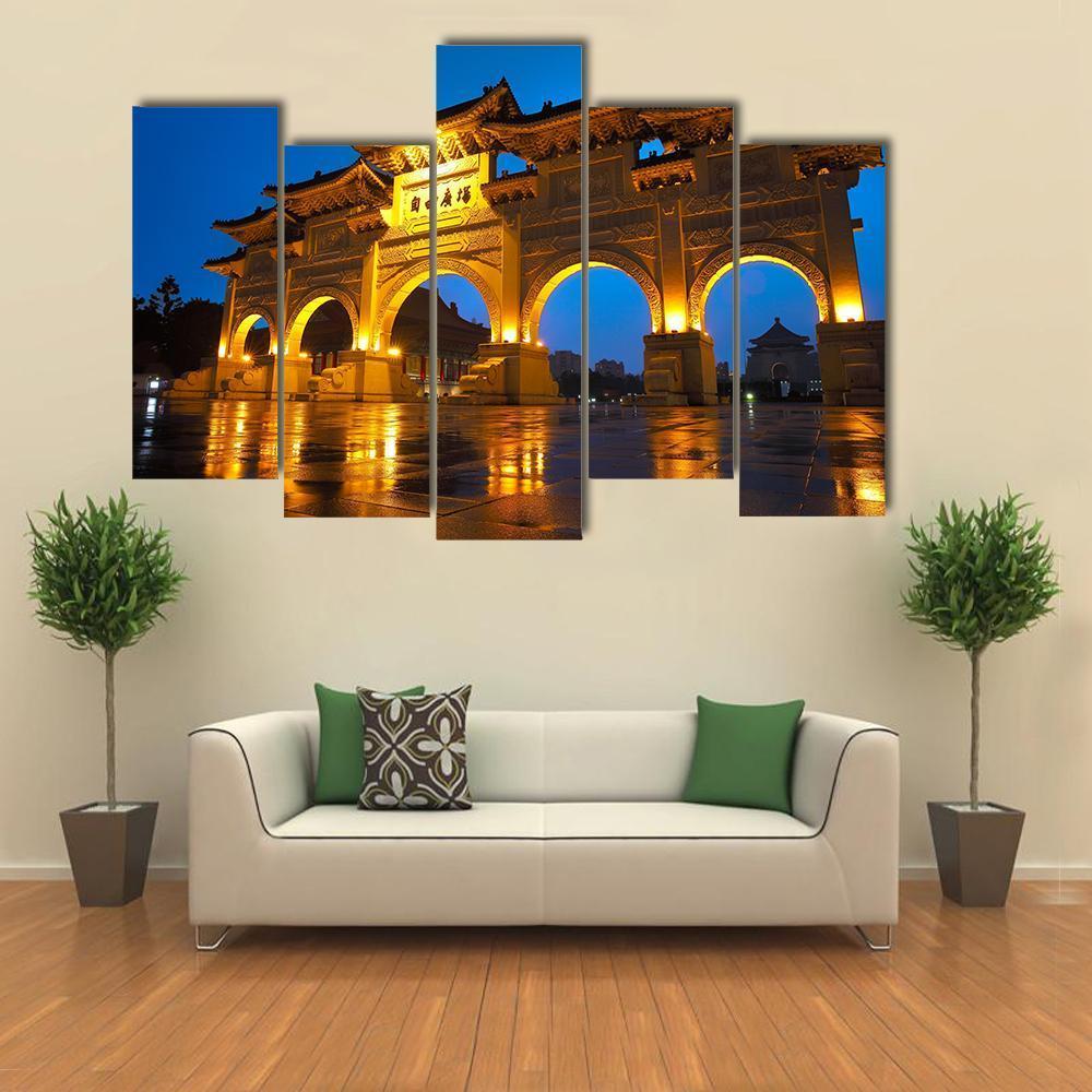 Taipei Chiang Kai Shek Memorial Hall Canvas Wall Art-5 Pop-Gallery Wrap-47" x 32"-Tiaracle