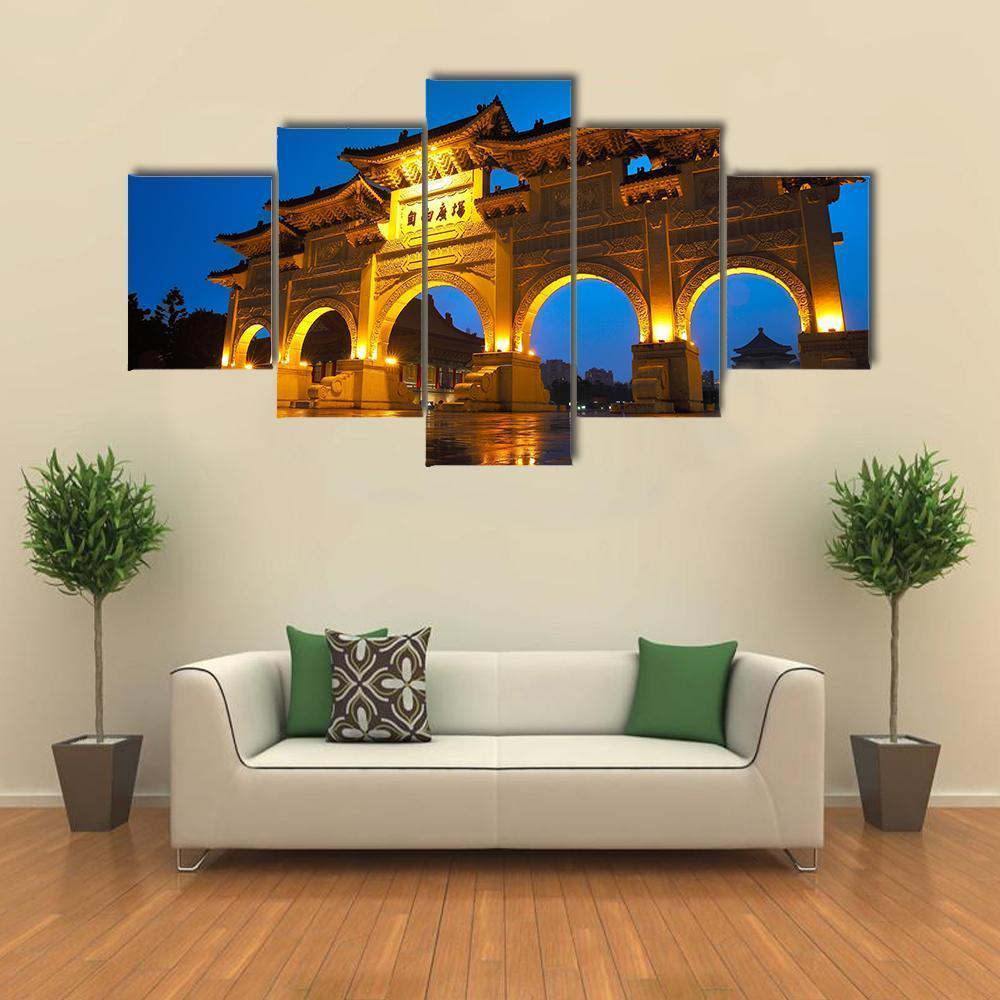 Taipei Chiang Kai Shek Memorial Hall Canvas Wall Art-5 Star-Gallery Wrap-62" x 32"-Tiaracle