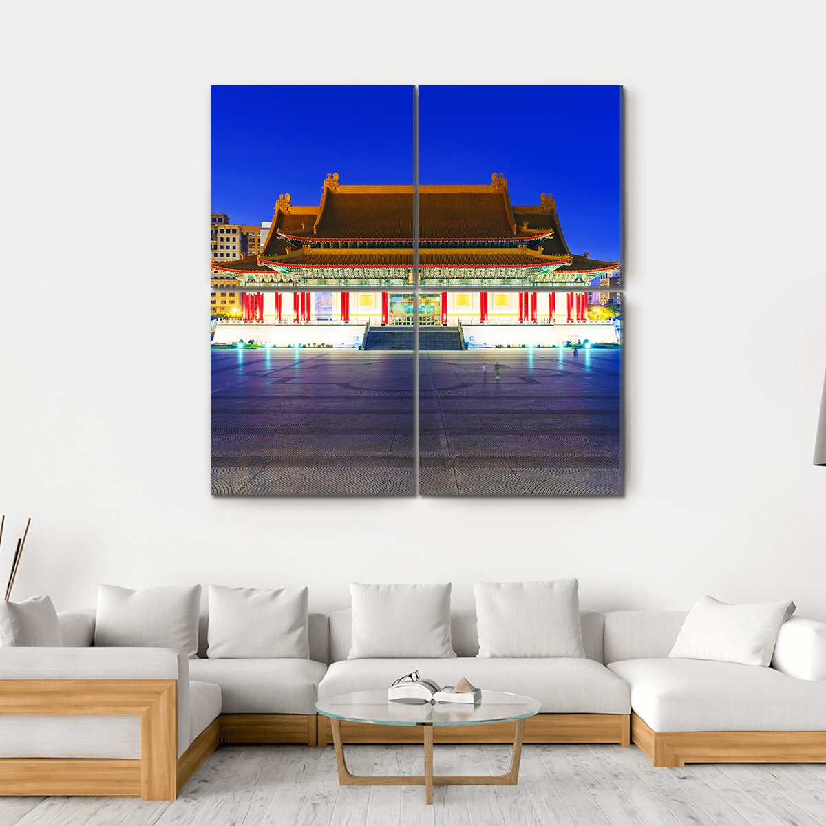 Taipei National Theater Canvas Wall Art-4 Square-Gallery Wrap-17" x 17"-Tiaracle