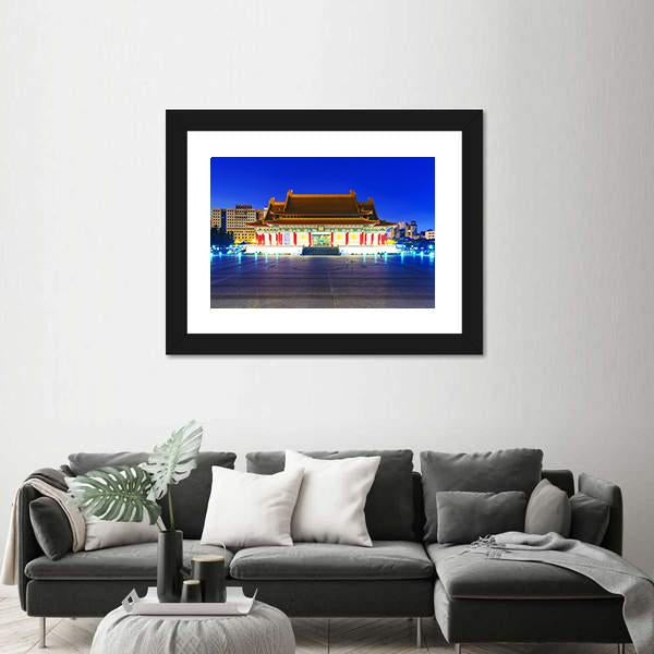 Taipei National Theater Canvas Wall Art-1 Piece-Framed Print-20" x 16"-Tiaracle