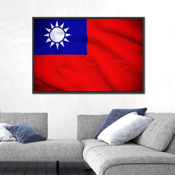 Taiwan Flag Canvas Wall Art-1 Piece-Floating Frame-24" x 16"-Tiaracle