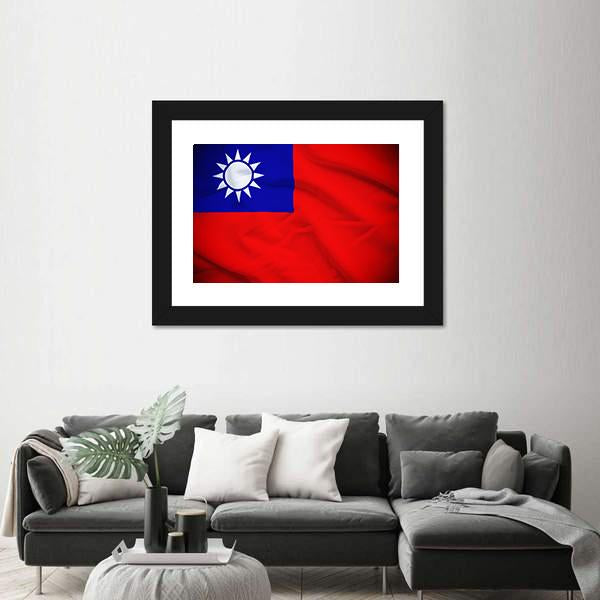 Taiwan Flag Canvas Wall Art-1 Piece-Framed Print-20" x 16"-Tiaracle