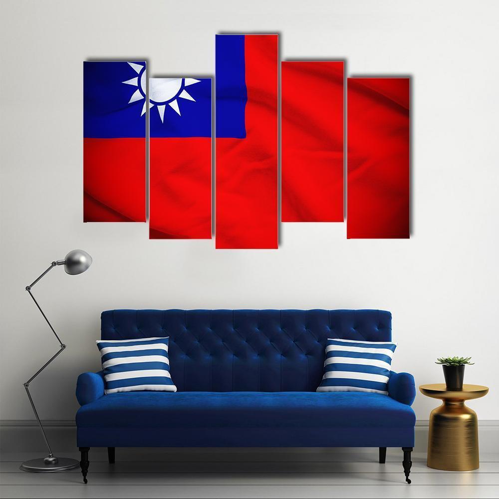 Taiwan Flag Canvas Wall Art-5 Pop-Gallery Wrap-47" x 32"-Tiaracle