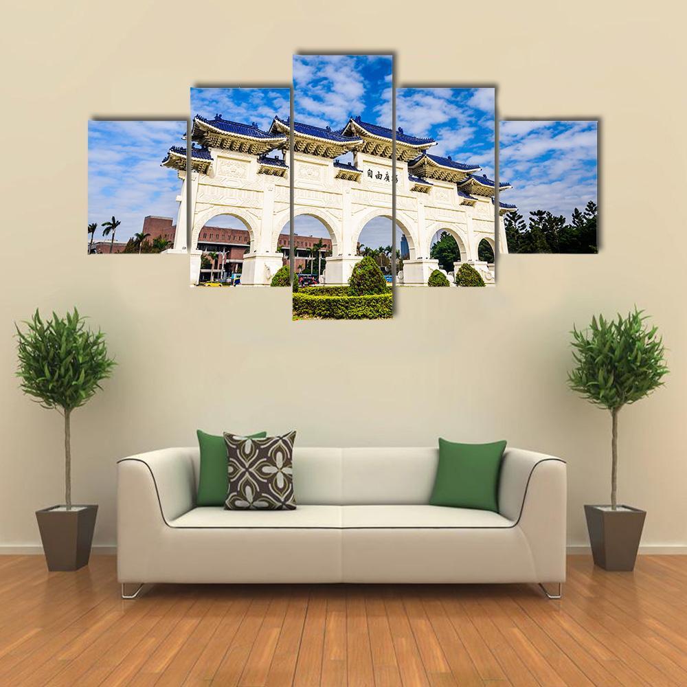 Taiwan National Democracy Memorial Hall Canvas Wall Art-5 Star-Gallery Wrap-62" x 32"-Tiaracle