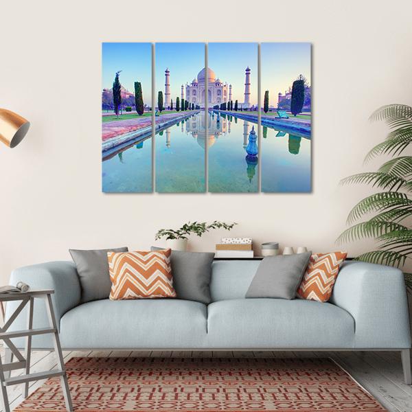Taj Mahal At Sunrise Canvas Wall Art-4 Horizontal-Gallery Wrap-34" x 24"-Tiaracle