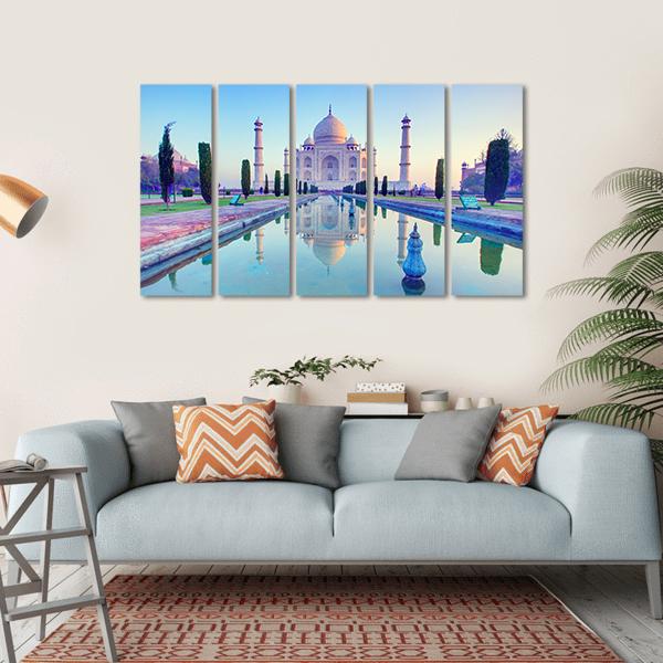 Taj Mahal At Sunrise Canvas Wall Art-5 Horizontal-Gallery Wrap-22" x 12"-Tiaracle