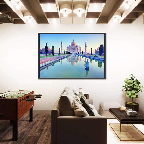 Taj Mahal At Sunrise Canvas Wall Art-5 Horizontal-Gallery Wrap-22" x 12"-Tiaracle