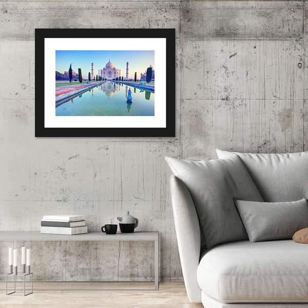 Taj Mahal At Sunrise Canvas Wall Art-5 Horizontal-Gallery Wrap-22" x 12"-Tiaracle