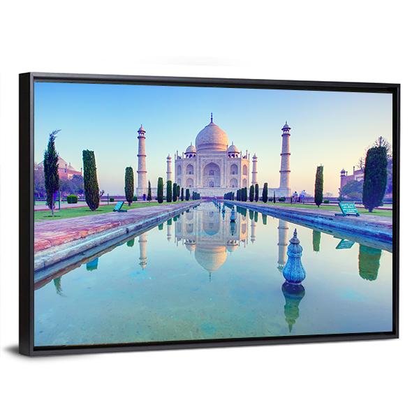 Taj Mahal At Sunrise Canvas Wall Art-5 Horizontal-Gallery Wrap-22" x 12"-Tiaracle