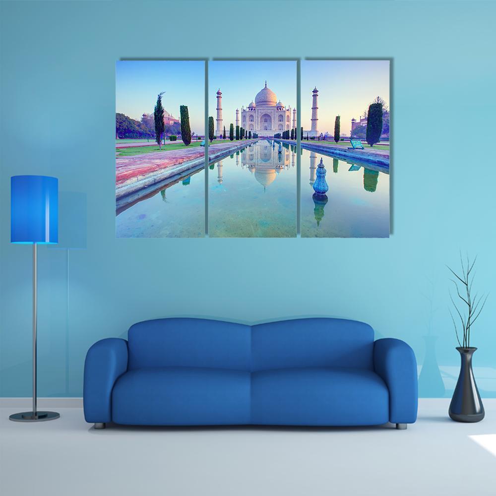 Taj Mahal At Sunrise Canvas Wall Art-3 Horizontal-Gallery Wrap-37" x 24"-Tiaracle