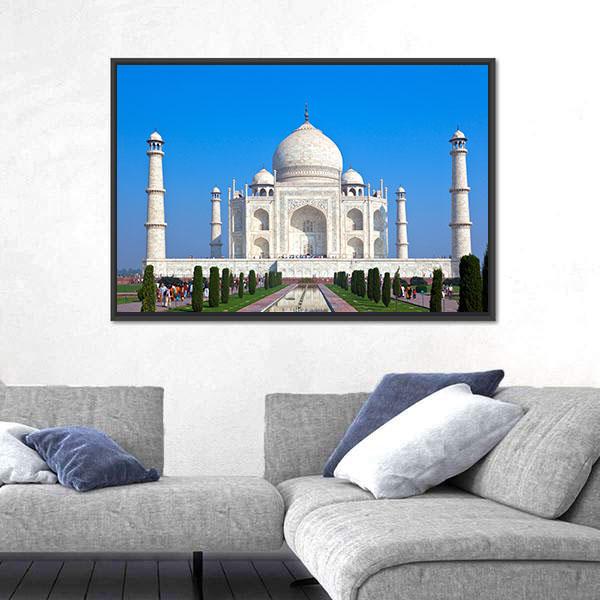 Taj Mahal Canvas Wall Art-1 Piece-Floating Frame-24" x 16"-Tiaracle