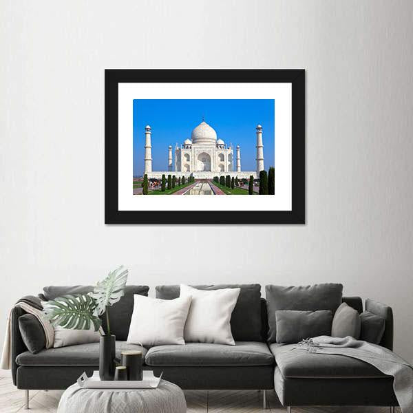 Taj Mahal Canvas Wall Art-1 Piece-Framed Print-20" x 16"-Tiaracle
