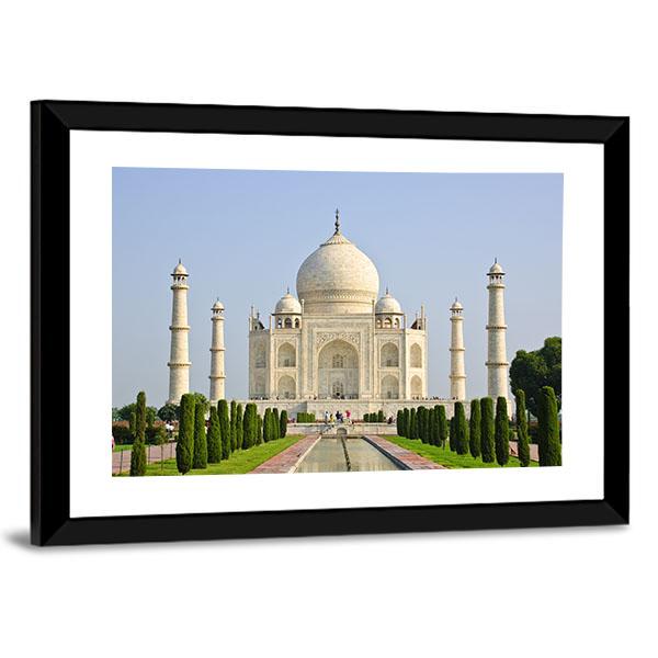Taj Mahal Faces Green Lawn Canvas Wall Art-5 Horizontal-Gallery Wrap-22" x 12"-Tiaracle
