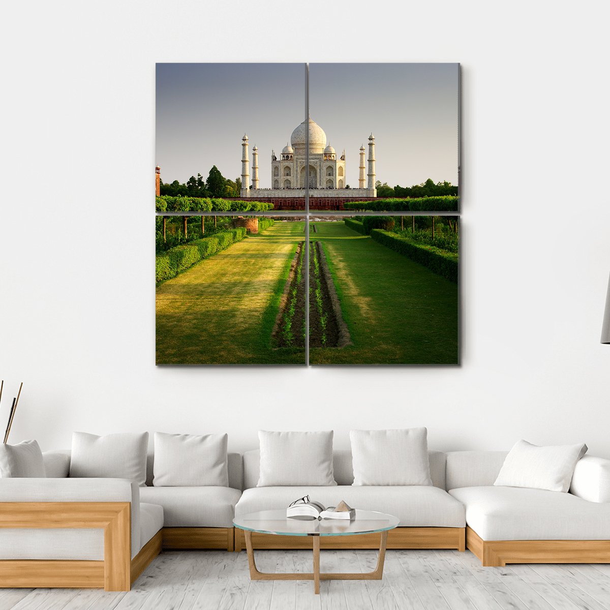 Taj Mahal From Garden Side Canvas Wall Art-4 Square-Gallery Wrap-17" x 17"-Tiaracle