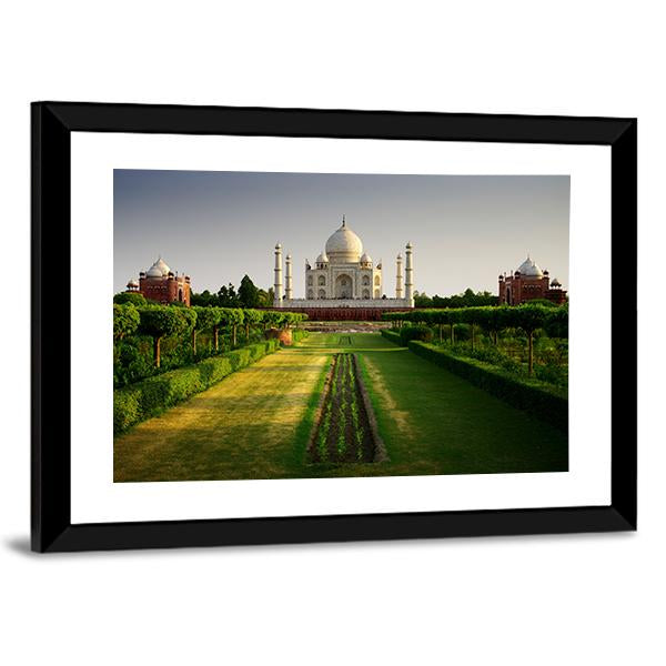 Taj Mahal From Garden Side Panoramic Canvas Wall Art-1 Piece-36" x 12"-Tiaracle