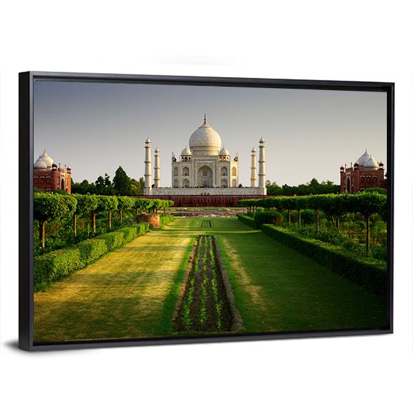 Taj Mahal From Garden Side Panoramic Canvas Wall Art-1 Piece-36" x 12"-Tiaracle