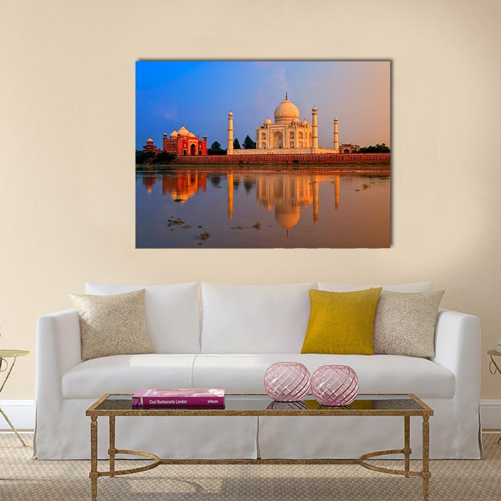 Taj Mahal In Agra Canvas Wall Art-1 Piece-Gallery Wrap-36" x 24"-Tiaracle