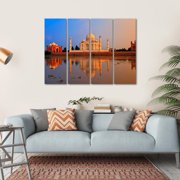 Taj Mahal In Agra Canvas Wall Art-1 Piece-Gallery Wrap-36" x 24"-Tiaracle