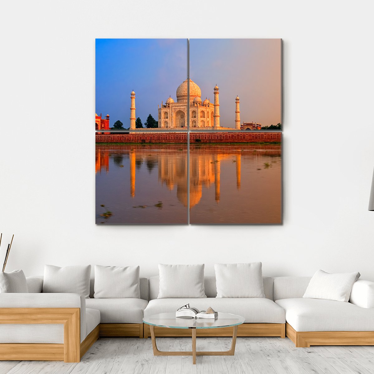 Taj Mahal In Agra Canvas Wall Art-4 Square-Gallery Wrap-17" x 17"-Tiaracle