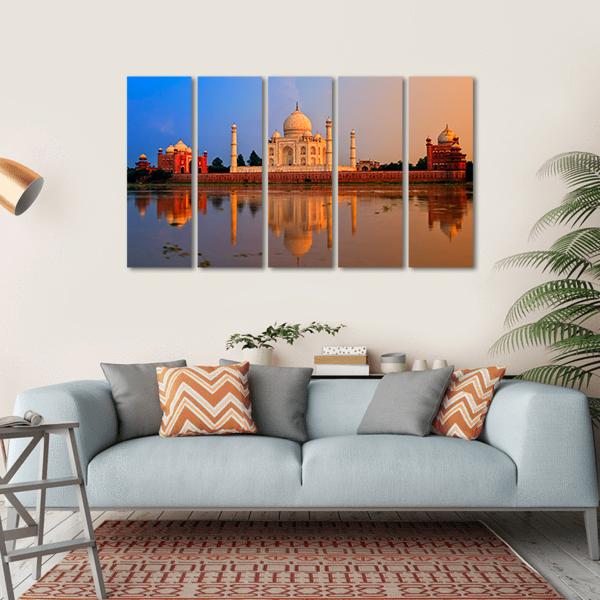 Taj Mahal In Agra Canvas Wall Art-5 Horizontal-Gallery Wrap-22" x 12"-Tiaracle