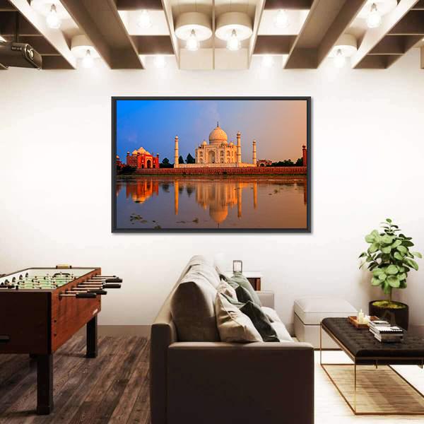Taj Mahal In Agra Canvas Wall Art-5 Horizontal-Gallery Wrap-22" x 12"-Tiaracle