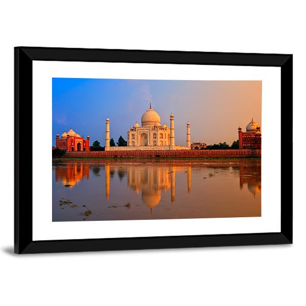 Taj Mahal In Agra Canvas Wall Art-5 Horizontal-Gallery Wrap-22" x 12"-Tiaracle