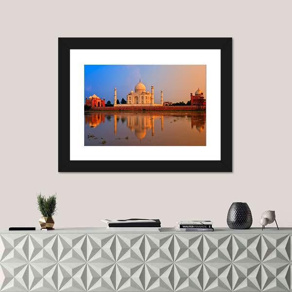 Taj Mahal In Agra Canvas Wall Art-5 Horizontal-Gallery Wrap-22" x 12"-Tiaracle