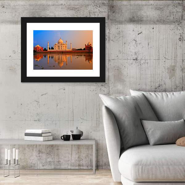Taj Mahal In Agra Canvas Wall Art-5 Horizontal-Gallery Wrap-22" x 12"-Tiaracle