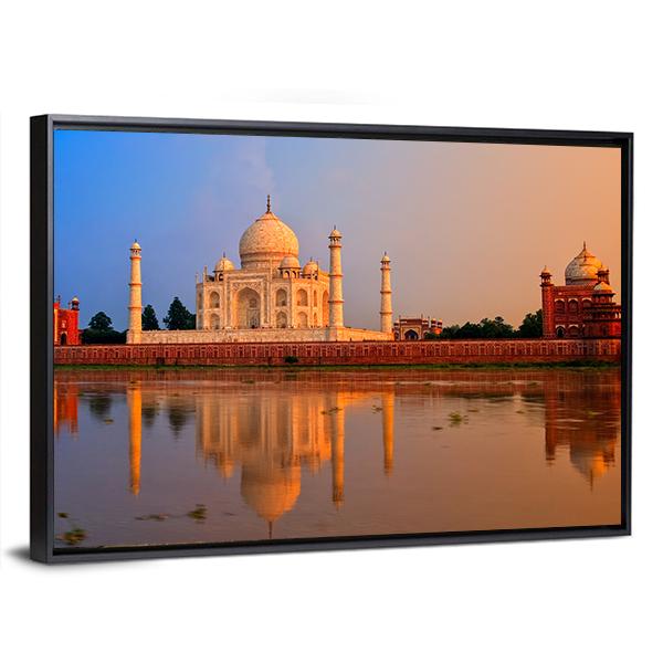 Taj Mahal In Agra Canvas Wall Art-5 Horizontal-Gallery Wrap-22" x 12"-Tiaracle