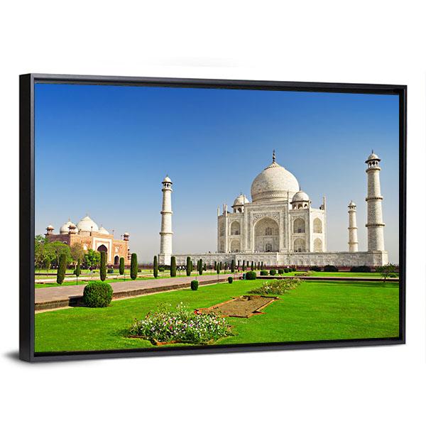 Taj Mahal In Agra India Canvas Wall Art-3 Horizontal-Gallery Wrap-25" x 16"-Tiaracle