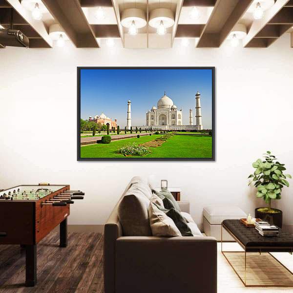 Taj Mahal In Agra India Canvas Wall Art-5 Horizontal-Gallery Wrap-22" x 12"-Tiaracle