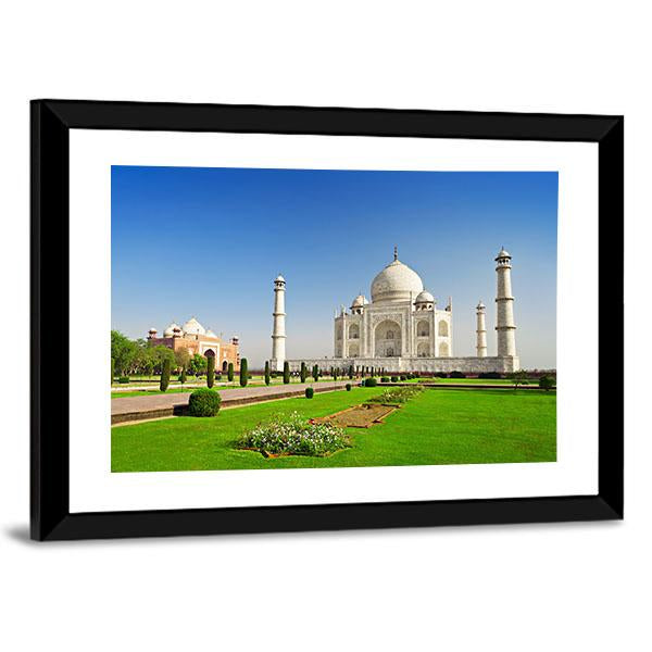 Taj Mahal In Agra India Canvas Wall Art-5 Horizontal-Gallery Wrap-22" x 12"-Tiaracle