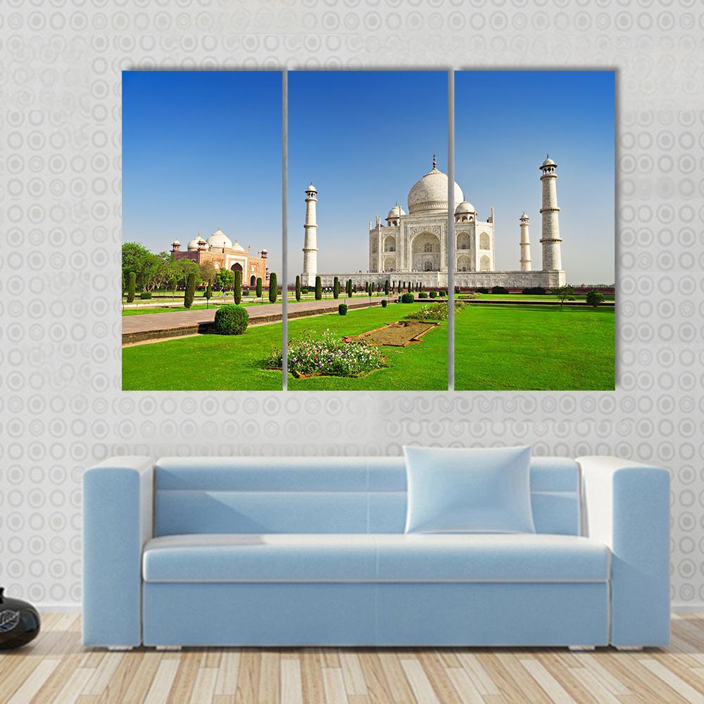 Taj Mahal In Agra India Canvas Wall Art-3 Horizontal-Gallery Wrap-37" x 24"-Tiaracle