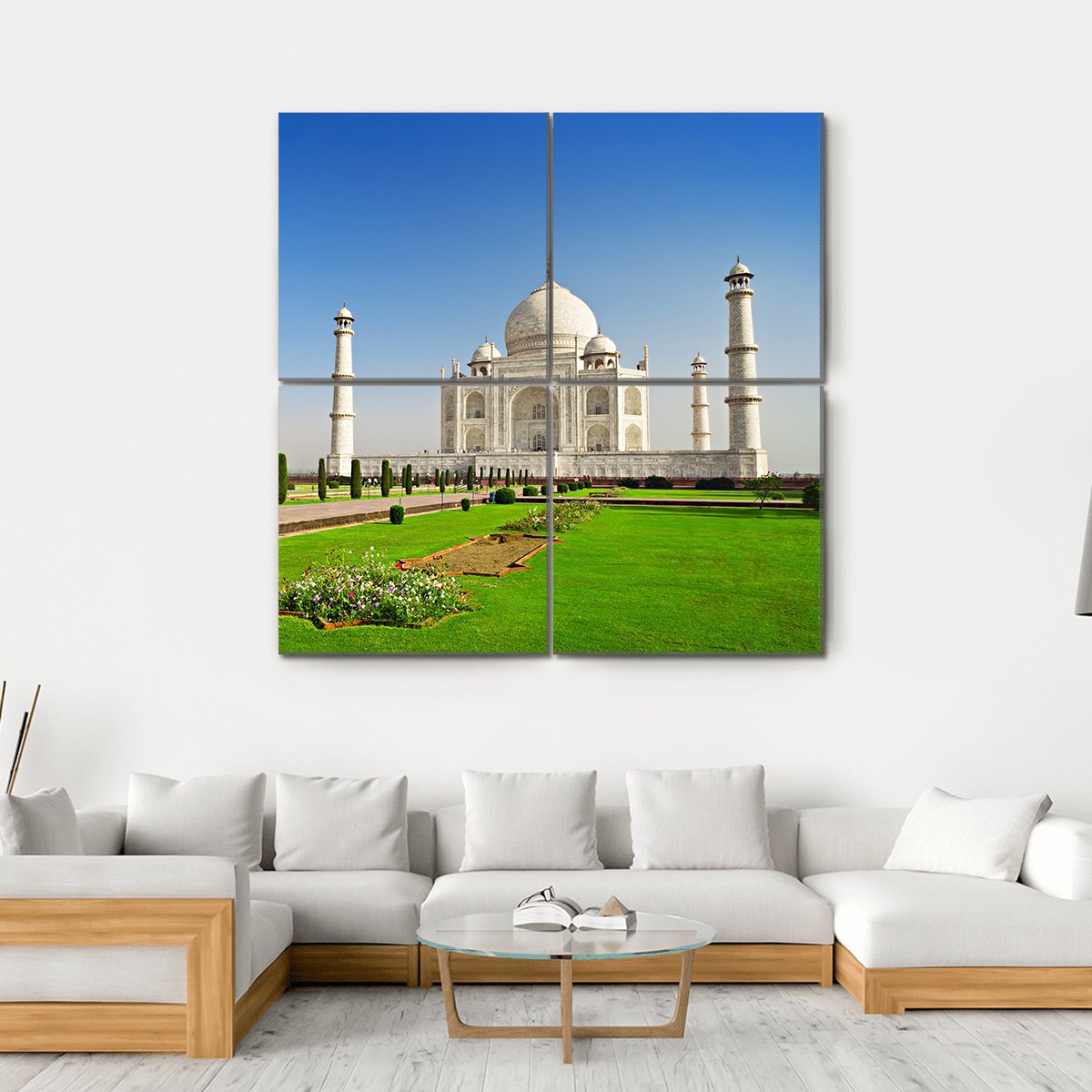 Taj Mahal In Agra India Canvas Wall Art-4 Square-Gallery Wrap-17" x 17"-Tiaracle
