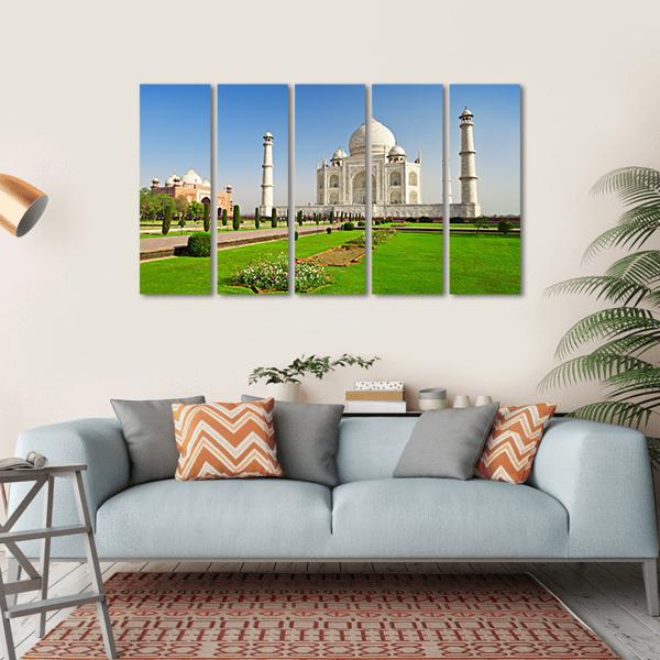 Taj Mahal In Agra India Canvas Wall Art-5 Horizontal-Gallery Wrap-22" x 12"-Tiaracle