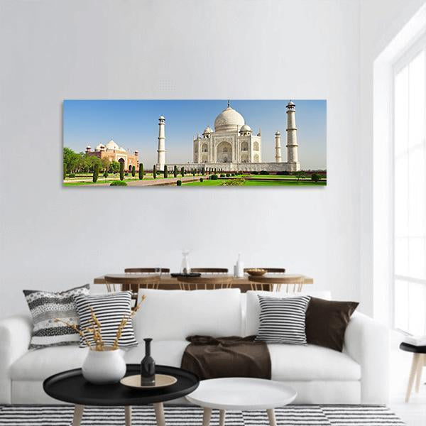 Taj Mahal In Agra India Panoramic Canvas Wall Art-1 Piece-36" x 12"-Tiaracle