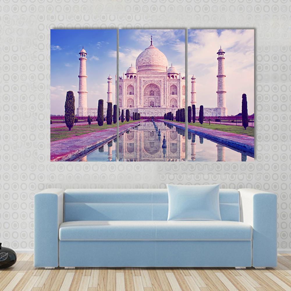 Taj Mahal In Agra Canvas Wall Art-3 Horizontal-Gallery Wrap-37" x 24"-Tiaracle