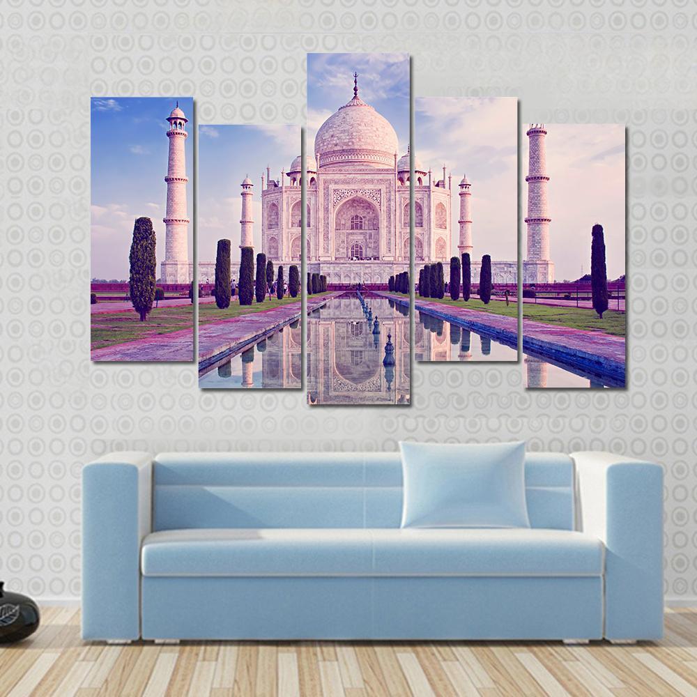 Taj Mahal In Agra Canvas Wall Art-5 Pop-Gallery Wrap-47" x 32"-Tiaracle