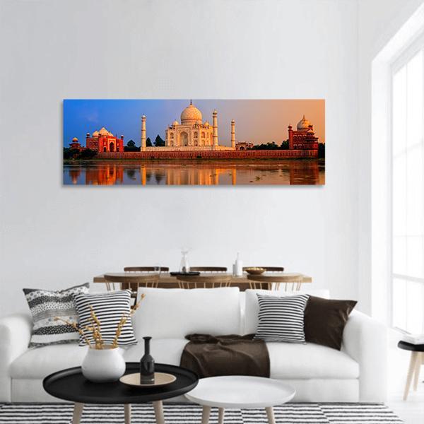 Taj Mahal Agra Panoramic Canvas Wall Art-1 Piece-36" x 12"-Tiaracle