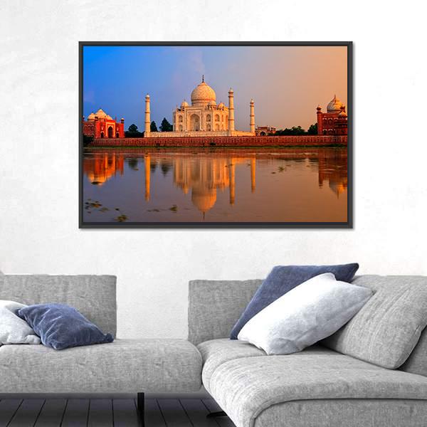 Taj Mahal Agra Panoramic Canvas Wall Art-1 Piece-36" x 12"-Tiaracle