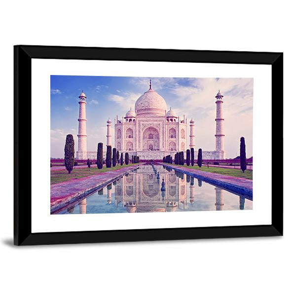 Taj Mahal In Agra Vertical Canvas Wall Art-3 Vertical-Gallery Wrap-12" x 25"-Tiaracle