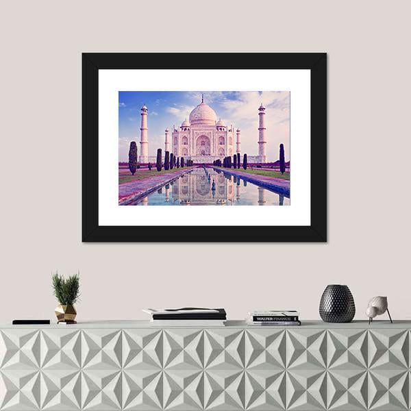 Taj Mahal In Agra Vertical Canvas Wall Art-3 Vertical-Gallery Wrap-12" x 25"-Tiaracle