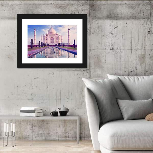 Taj Mahal In Agra Vertical Canvas Wall Art-3 Vertical-Gallery Wrap-12" x 25"-Tiaracle